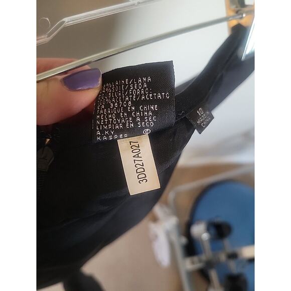 Vintage Albert Nipon Skirt Suit Women 10 Black Wool & Silk Lined Blazer Career - Picture 9 of 16